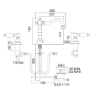 Mitigeur de lavabo 3 trous avec drain en laiton style artisanal classique - Noriana Viadurini