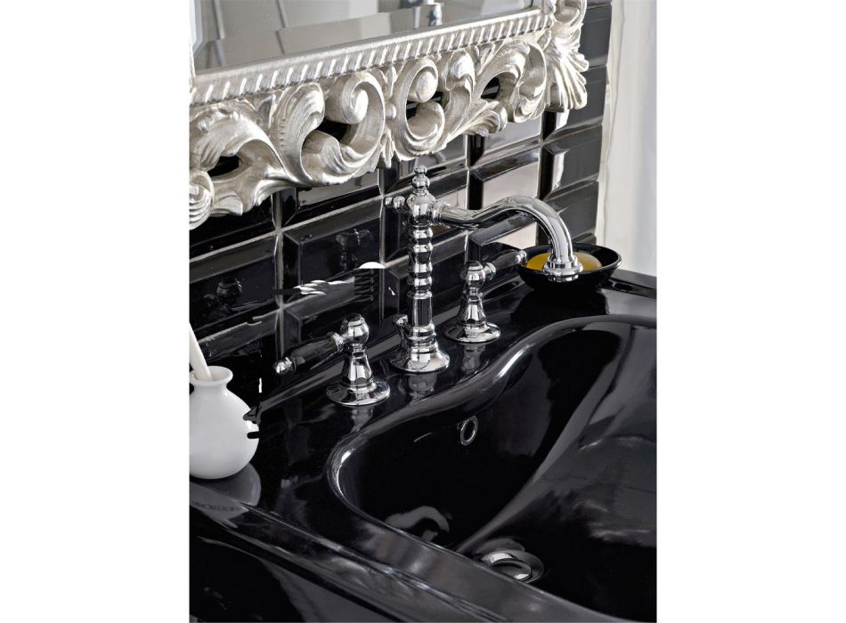 Mélangeur de lavabo 3 trous avec vidage en laiton de style artisanal classique - Noriana Viadurini