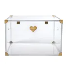 Coffre de rangement en plexiglas avec détails dorés, fabriqué en Italie - Briseide Viadurini