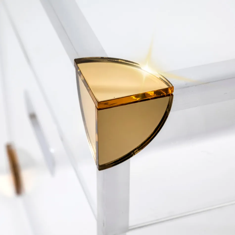 Coffre de rangement en plexiglas avec détails dorés, fabriqué en Italie - Briseide Viadurini