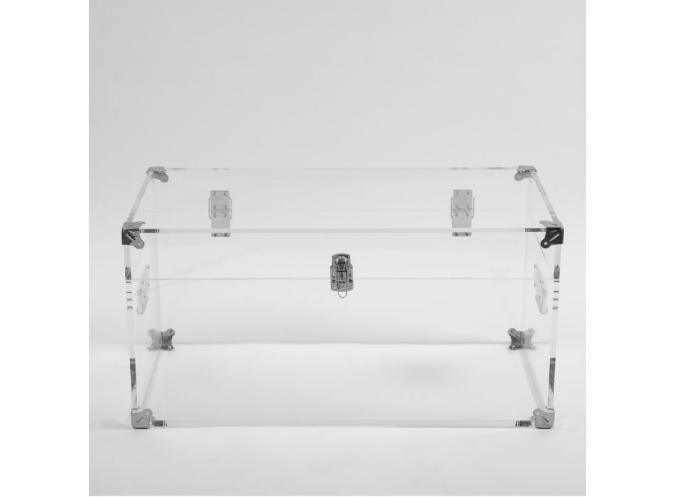 Malle Design en Cristal Acrylique Transparent et Acier Moderne - Dante Viadurini