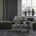 Malle en Cristal Acrylique Transparent ou Fumé et Acier Moderne - Dante Viadurini