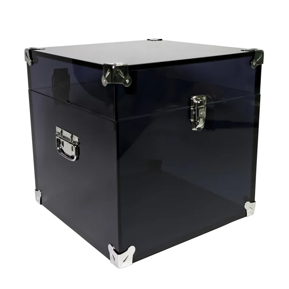 Malle en Cristal Acrylique Transparent ou Fumé et Acier Moderne - Dante Viadurini