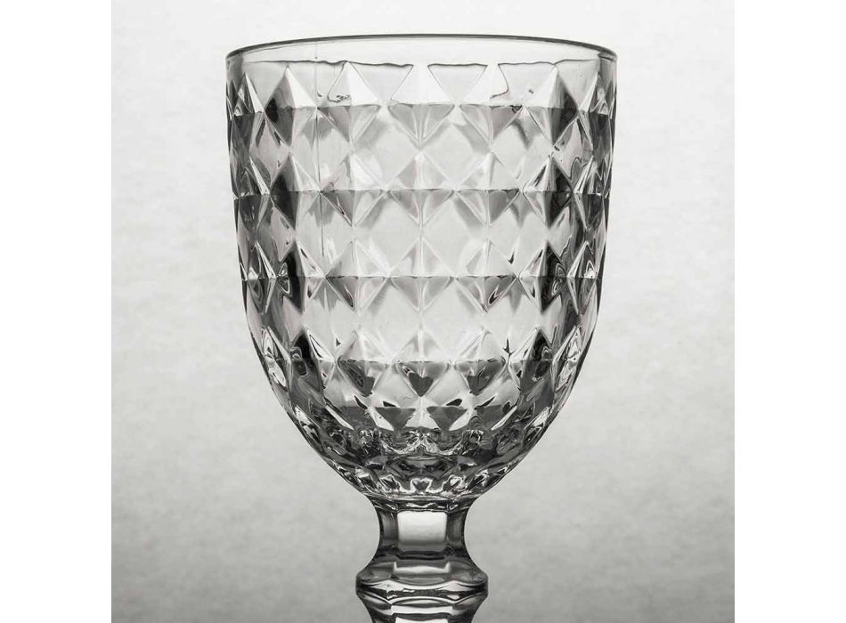 Gobelet en verre transparent avec décor en relief 12 pièces - Angers Viadurini