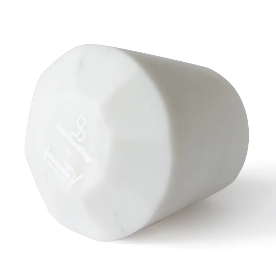 Verre à Eau en Marbre de Carrare Blanc Satiné Design Italien - Scaglio Viadurini