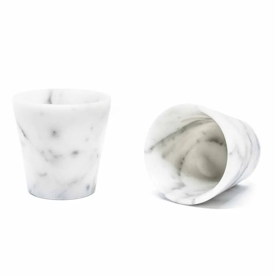 Verre Grappa en marbre blanc de Carrare fabriqué en Italie - Fergie Viadurini