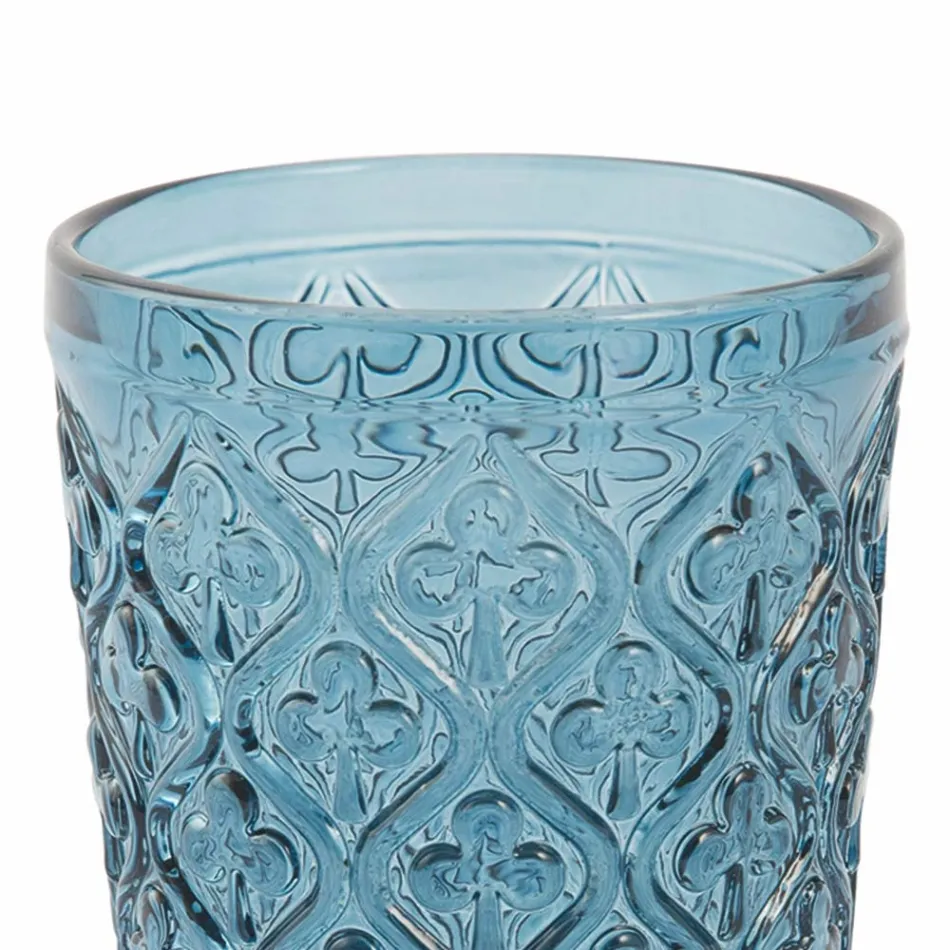 Verres à eau en verre coloré avec décorations arabesques 12 pièces - Maroc Viadurini