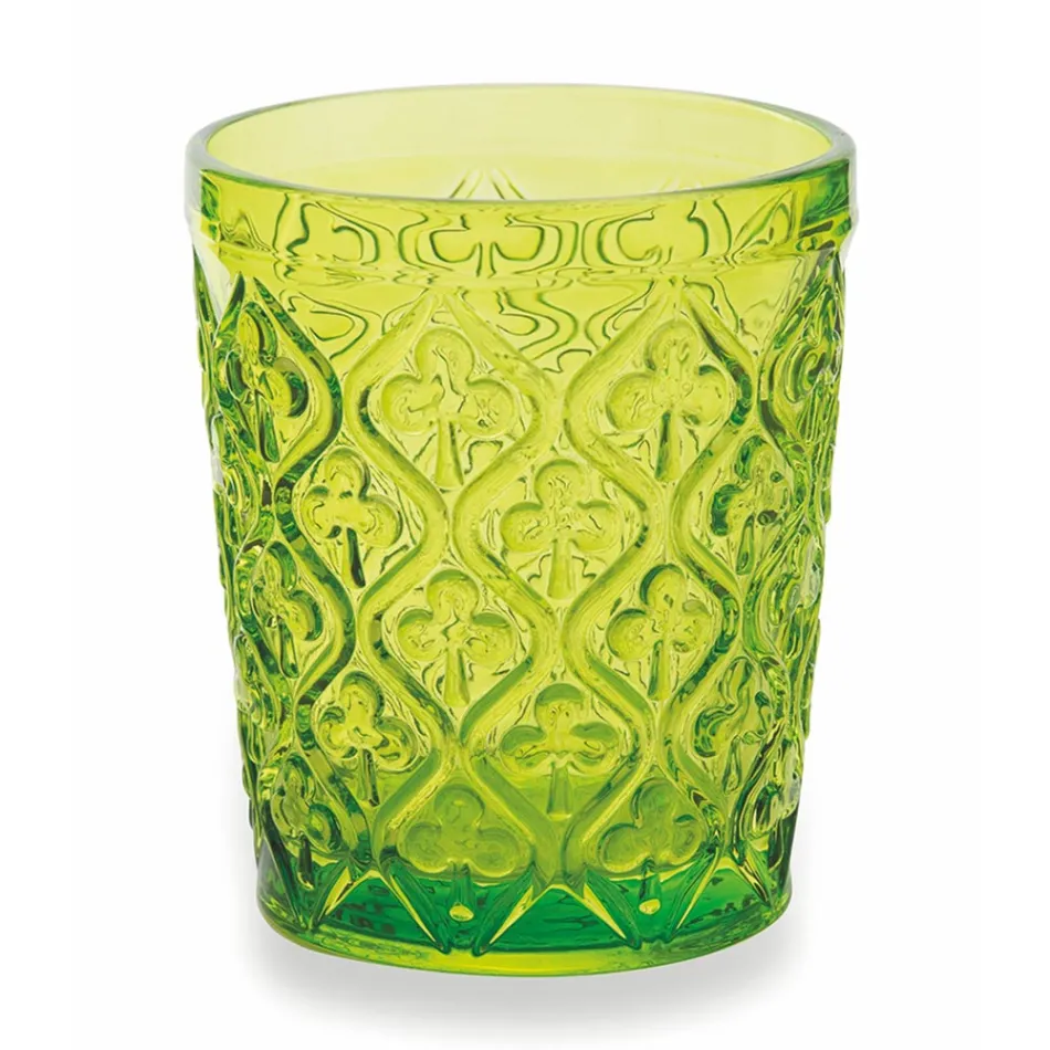 Verres à eau en verre coloré avec décorations arabesques 12 pièces - Maroc Viadurini