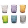 Verres à eau en verre coloré avec décorations arabesques 12 pièces - Maroc