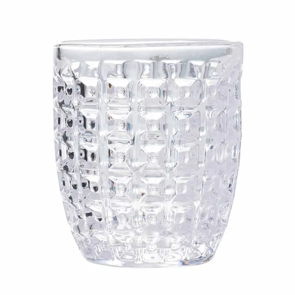 Verres à eau en verre transparent décorés, service moderne 12 pièces - mélange Viadurini