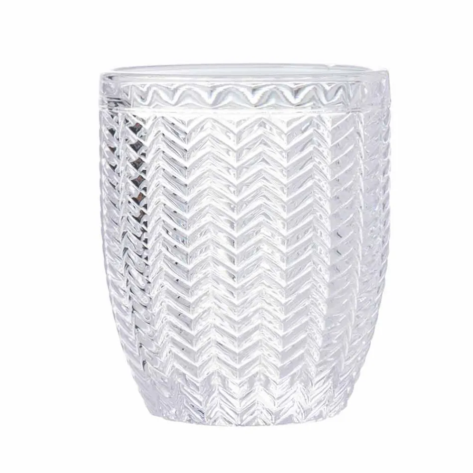 Verres à eau en verre transparent décorés, service moderne 12 pièces - mélange Viadurini