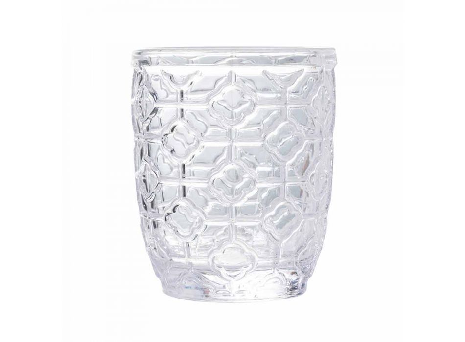 Verres à eau en verre transparent décorés, service moderne 12 pièces - mélange Viadurini