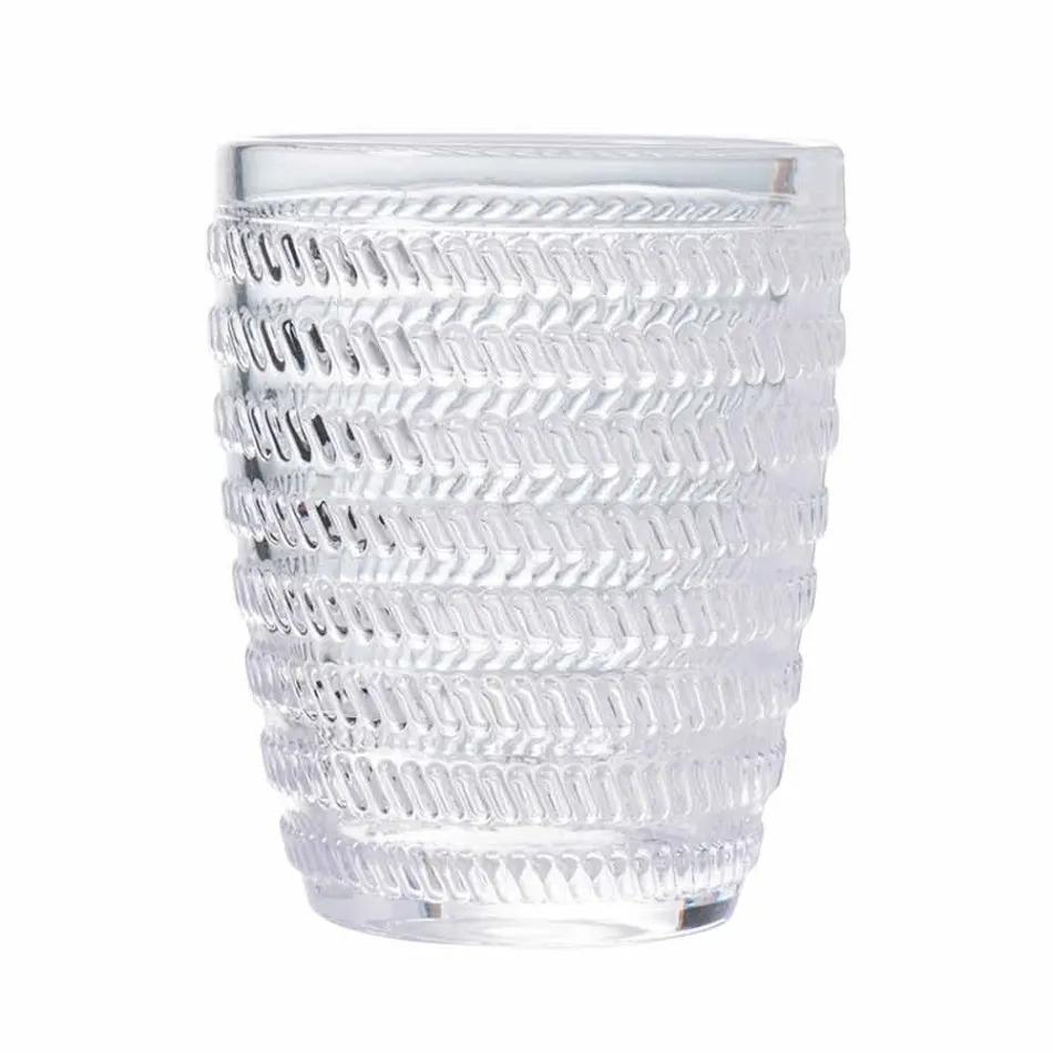 Verres à eau en verre transparent décorés, service moderne 12 pièces - mélange Viadurini