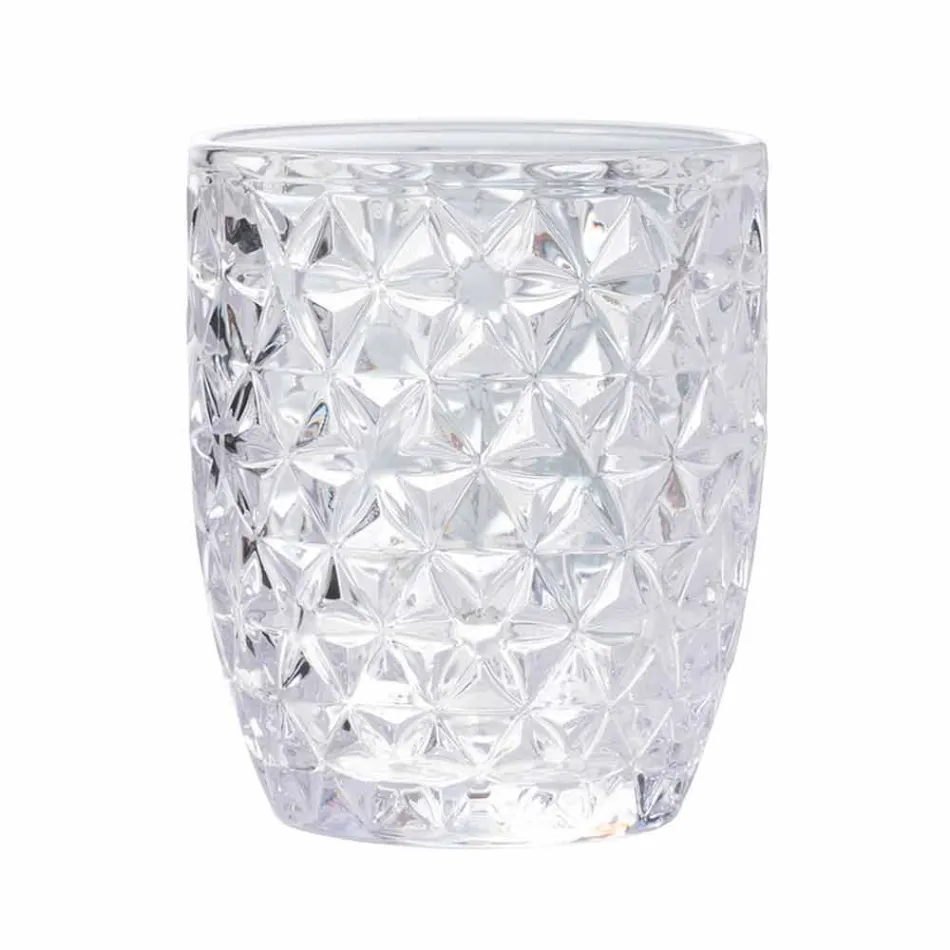 Verres à eau en verre transparent décorés, service moderne 12 pièces - mélange Viadurini