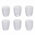 Verres à eau en verre transparent décorés, service moderne 12 pièces - mélange