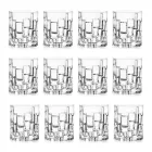 Verres Low Drink en Cristal Écologique Décoré 12 Pcs - Catane Viadurini