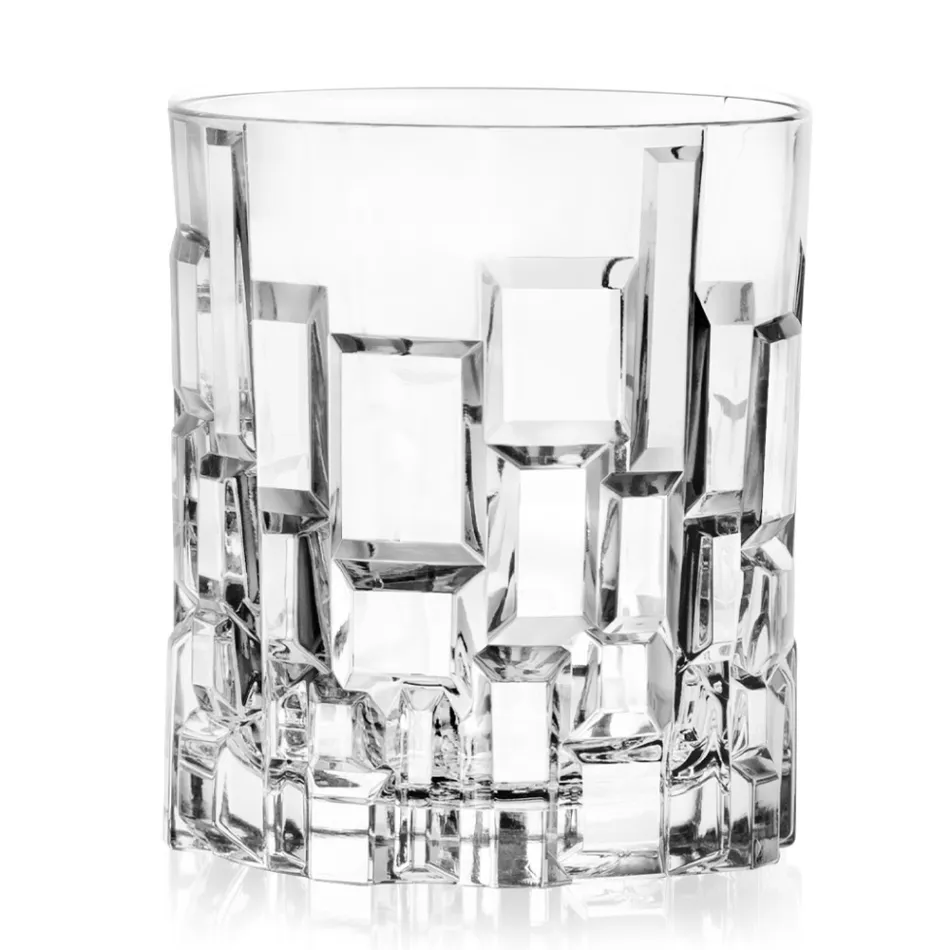 Verres Low Drink en Cristal Écologique Décoré 12 Pcs - Catane Viadurini