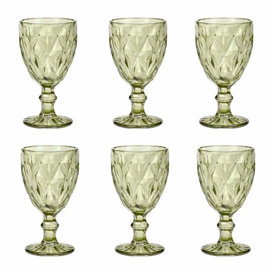 Verres à Vin Colorés en Verre Design Moderne 6 Pièces - Timon Viadurini