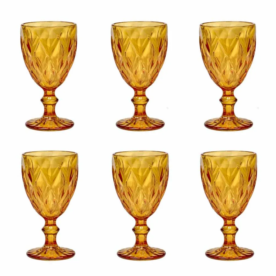 Verres à Vin Colorés en Verre Design Moderne 6 Pièces - Timon Viadurini