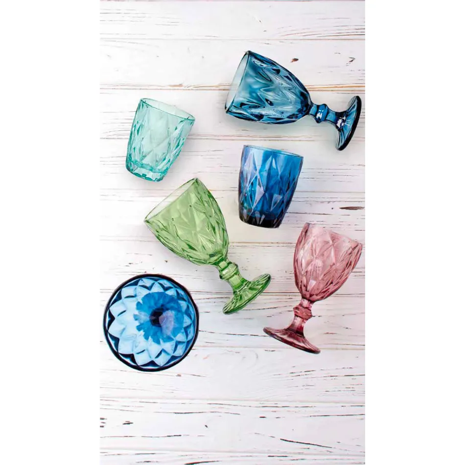 Verres à Vin Colorés en Verre Design Moderne 6 Pièces - Timon Viadurini