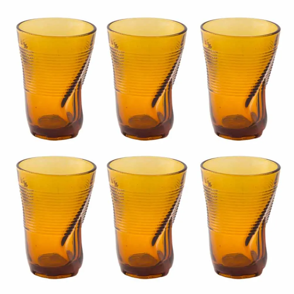 Verres à cocktail en verre coloré 6 pièces de design froissé - Sarabi Viadurini