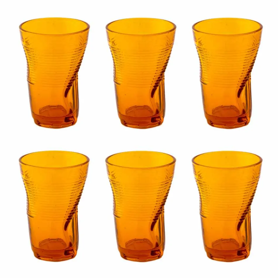 Verres à cocktail en verre coloré 6 pièces de design froissé - Sarabi Viadurini