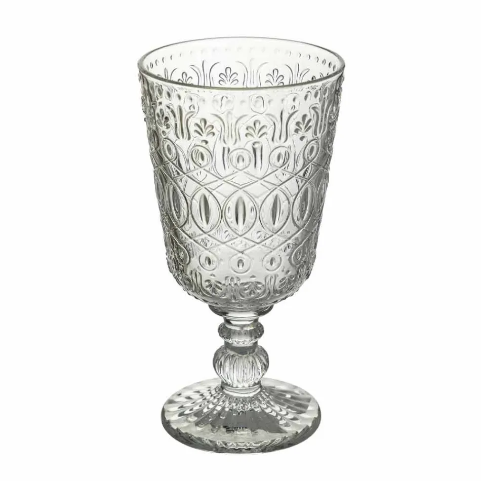Verres à vin en verre décoré transparent 12 gobelets design - Maroccobic Viadurini