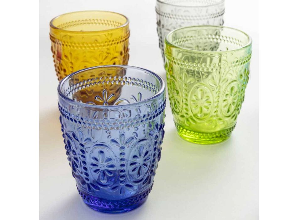 Ensemble de verres à eau décorés et colorés 6 pièces - Pastel-Palazzo Viadurini