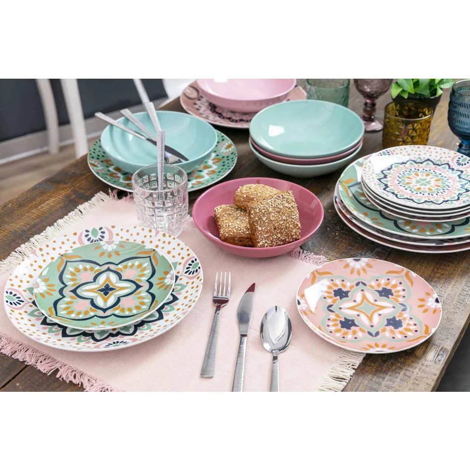 Verres décorés en verre coloré moderne servant de l'eau 12 pièces - Mix Viadurini