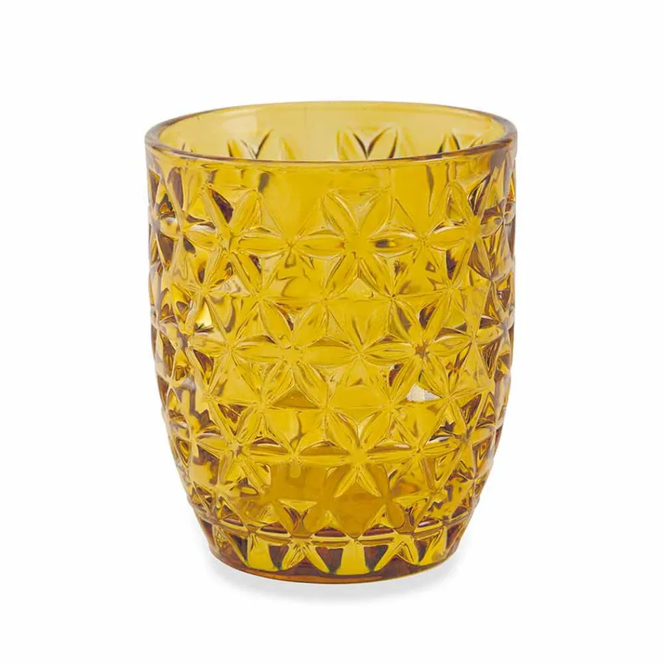 Verres décorés en verre coloré moderne servant de l'eau 6 pièces - Mix Viadurini