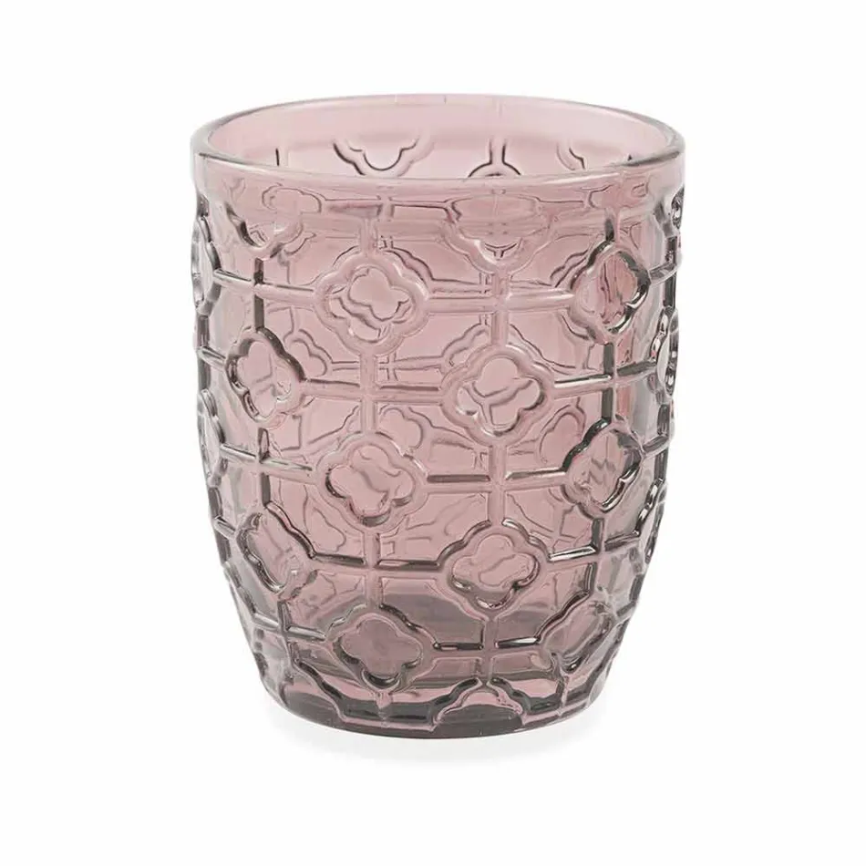 Verres décorés en verre coloré moderne servant de l'eau 6 pièces - Mix Viadurini