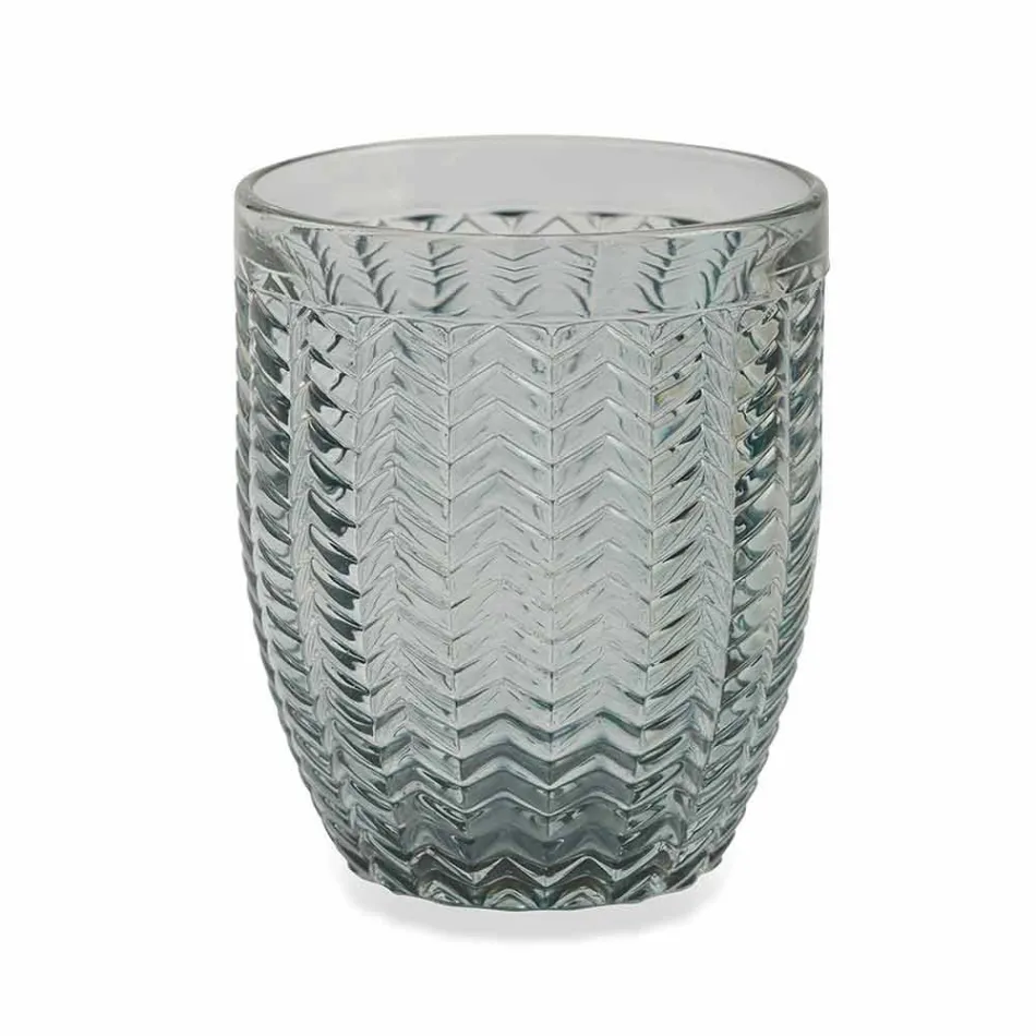 Verres décorés en verre coloré moderne servant de l'eau 6 pièces - Mix Viadurini