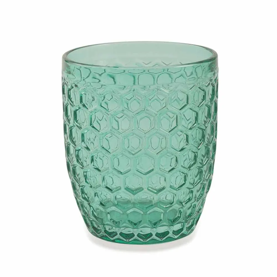 Verres décorés en verre coloré moderne servant de l'eau 6 pièces - Mix Viadurini