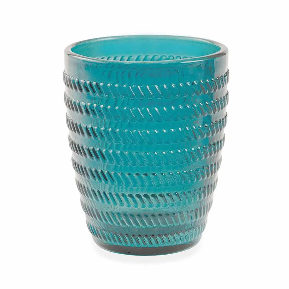 Verres décorés en verre coloré moderne servant de l'eau 6 pièces - Mix Viadurini