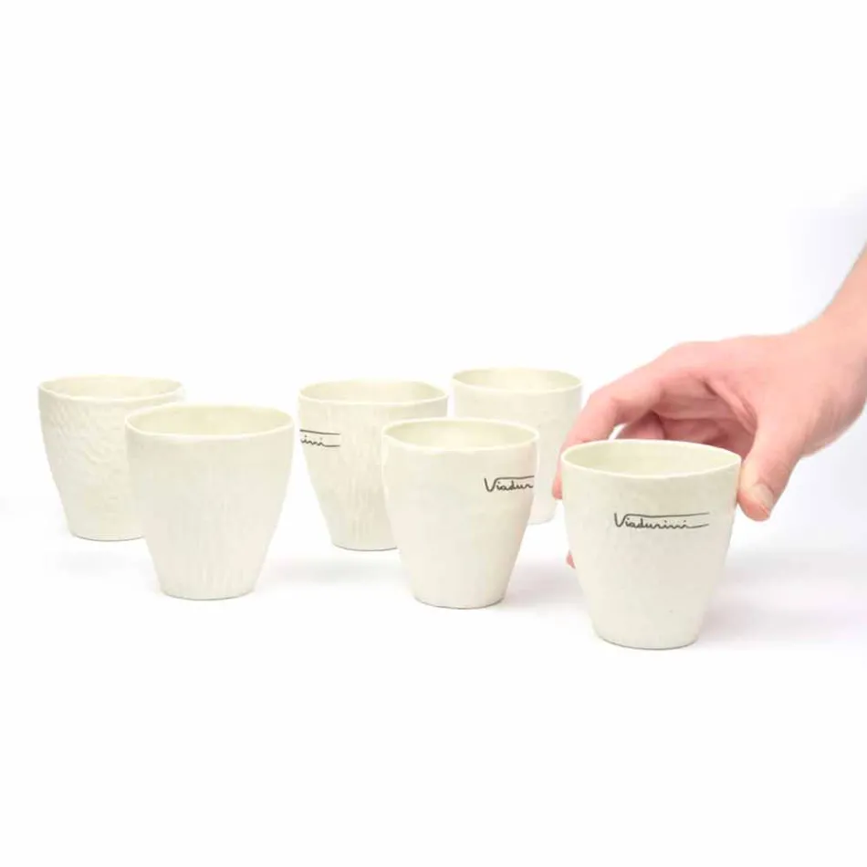 Verres en porcelaine blanche design de luxe 6 pièces uniques - Arcireale Viadurini
