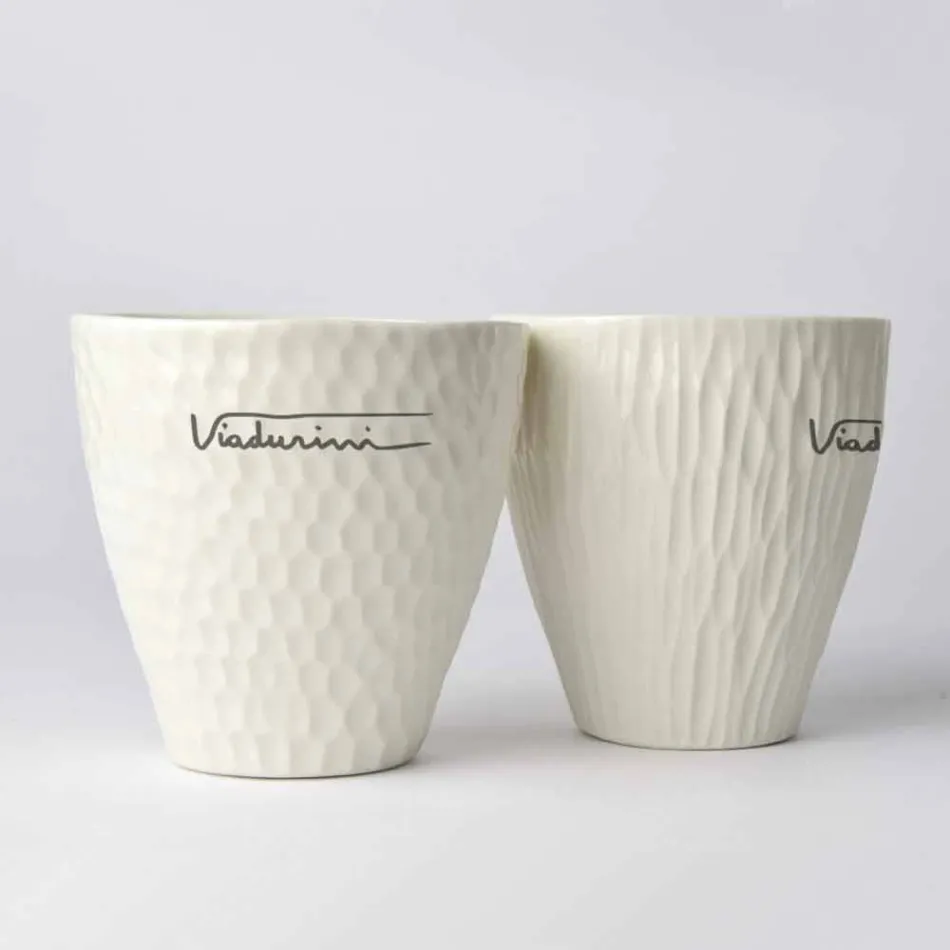 Verres en porcelaine blanche design de luxe 6 pièces uniques - Arcireale Viadurini