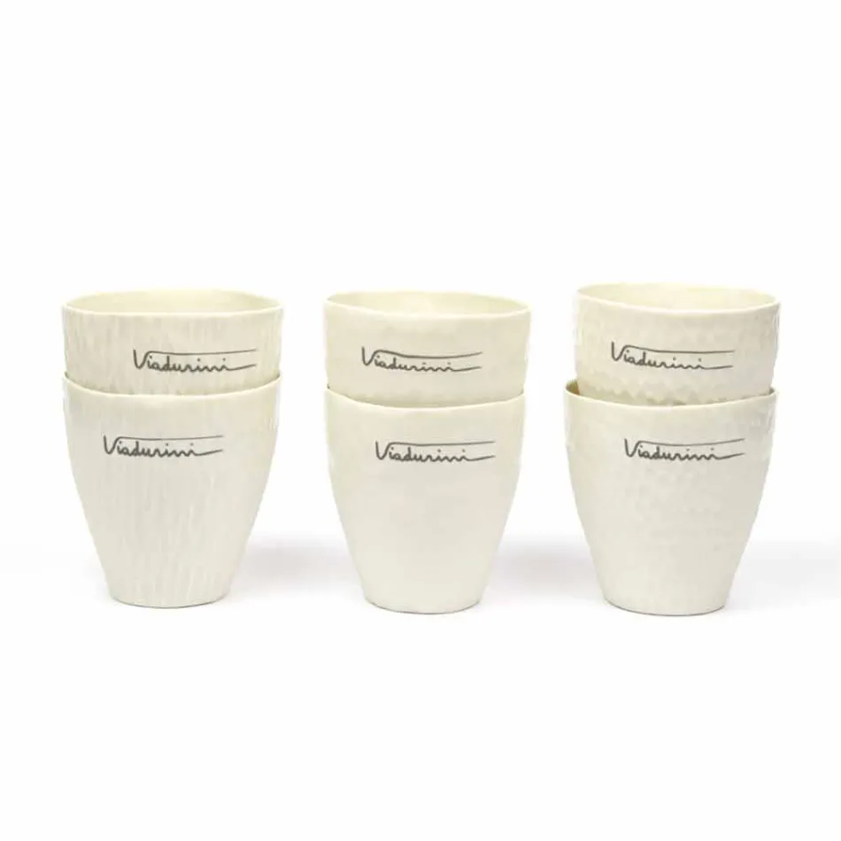 Verres en porcelaine blanche design de luxe 6 pièces uniques - Arcireale Viadurini