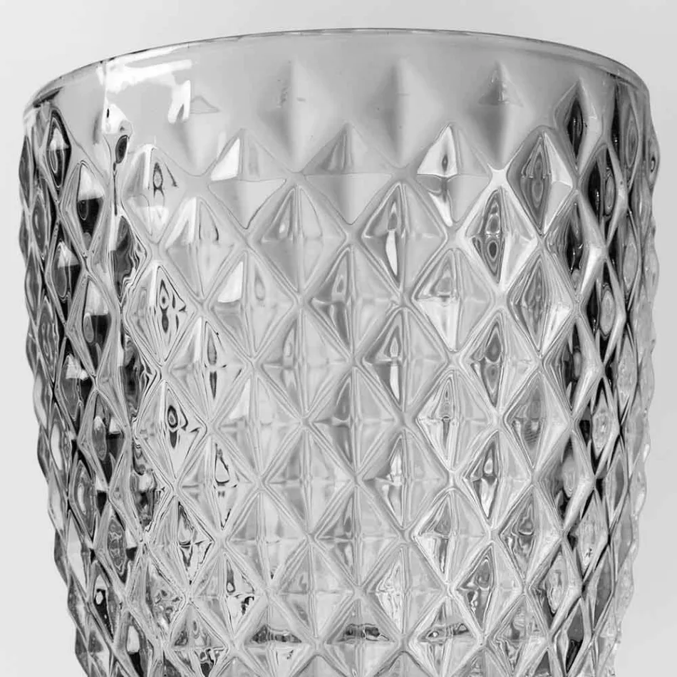 Verres en verre transparent décorés, service d'eau moderne 12 pièces - mélange Viadurini