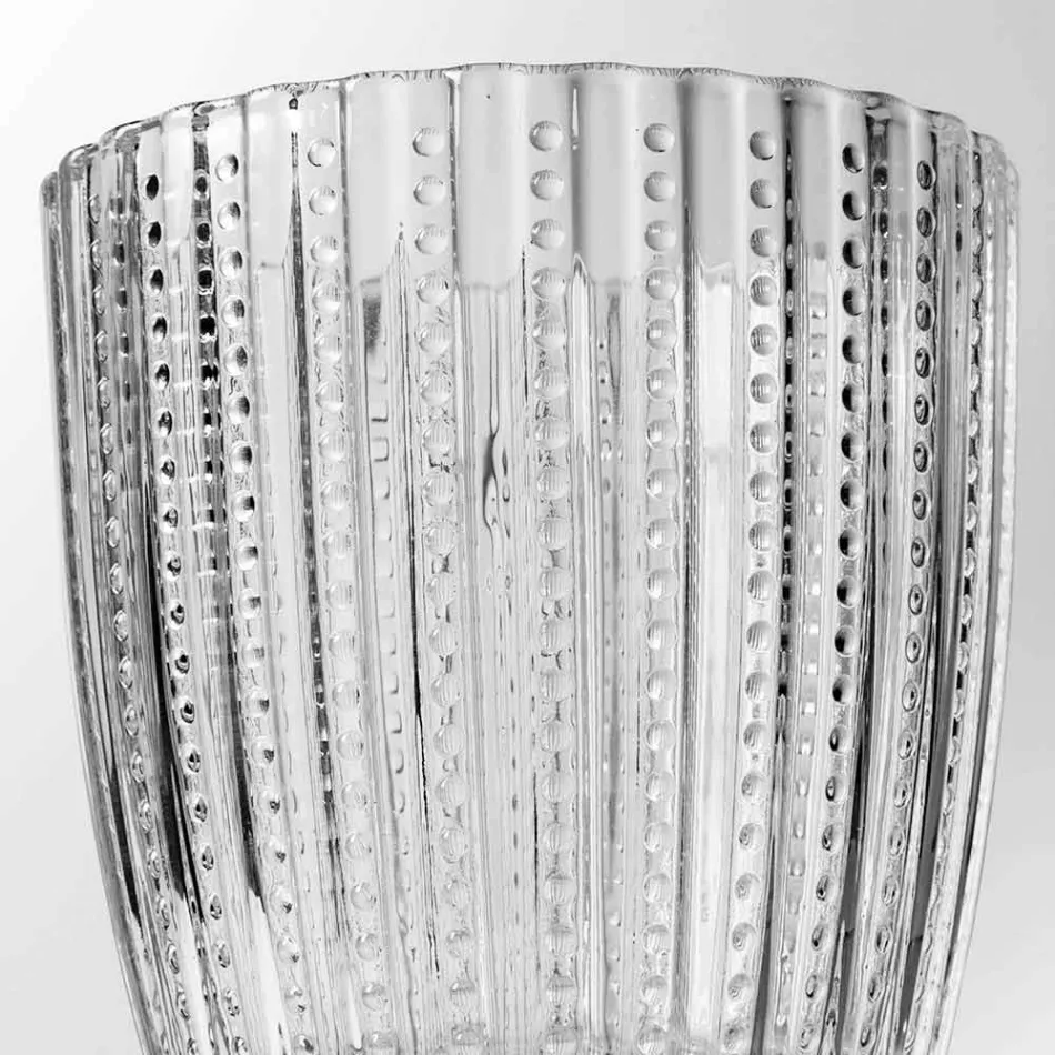 Verres en verre transparent décorés, service d'eau moderne 12 pièces - mélange Viadurini