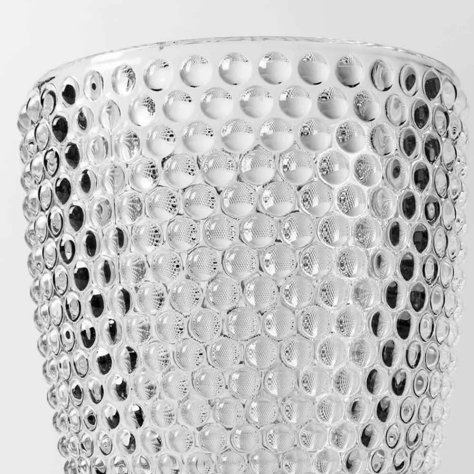 Verres en verre transparent décorés, service d'eau moderne 12 pièces - mélange Viadurini