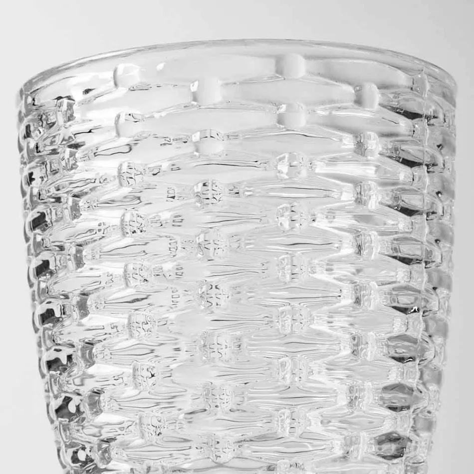 Verres en verre transparent décorés, service d'eau moderne 12 pièces - mélange Viadurini