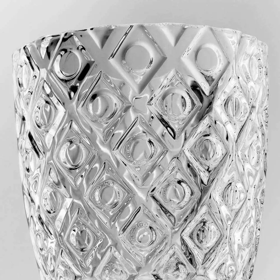 Verres en verre transparent décorés, service d'eau moderne 12 pièces - mélange Viadurini