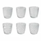 Verres en verre transparent décorés, service d'eau moderne 12 pièces - mélange Viadurini