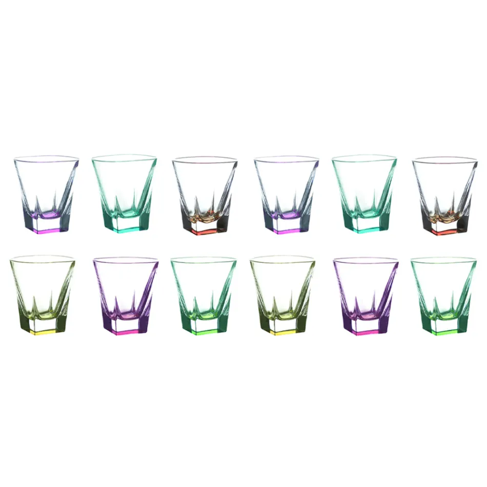 Tumbler Low Verres à Boisson en Cristal Eco Coloré 12 Pcs - Amalgame Viadurini