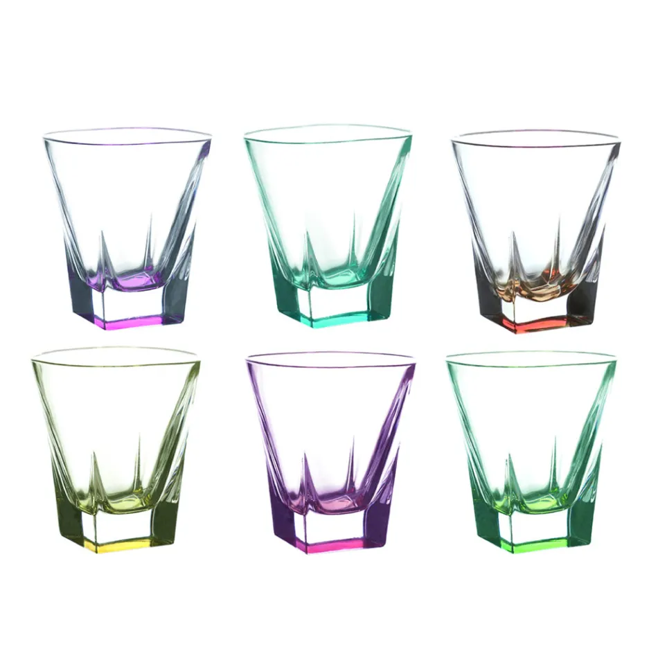 Tumbler Low Verres à Boisson en Cristal Eco Coloré 12 Pcs - Amalgame Viadurini
