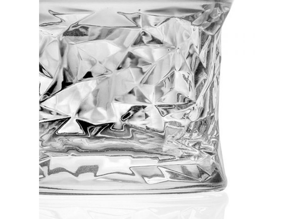 Verres Tumbler Bas en Eco Crystal Décoration Carrée 12 Pcs - Ritmo Viadurini