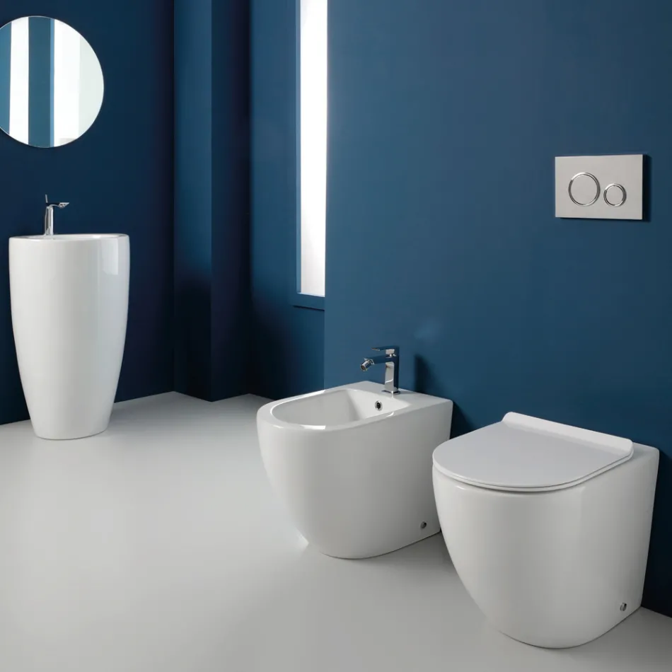 Bidet en céramique cyclonique monotrou Aralia au design moderne Viadurini