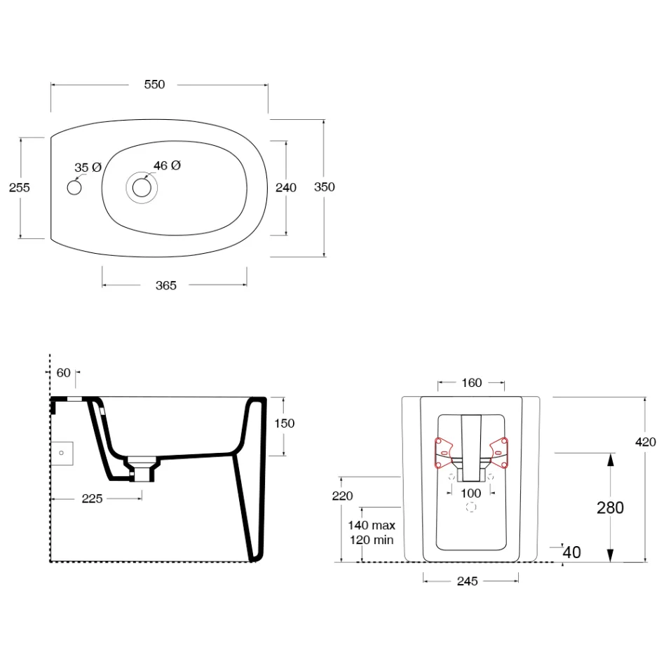 Bidet sur pied en céramique de différentes couleurs, fabriqué en Italie - Fille Viadurini