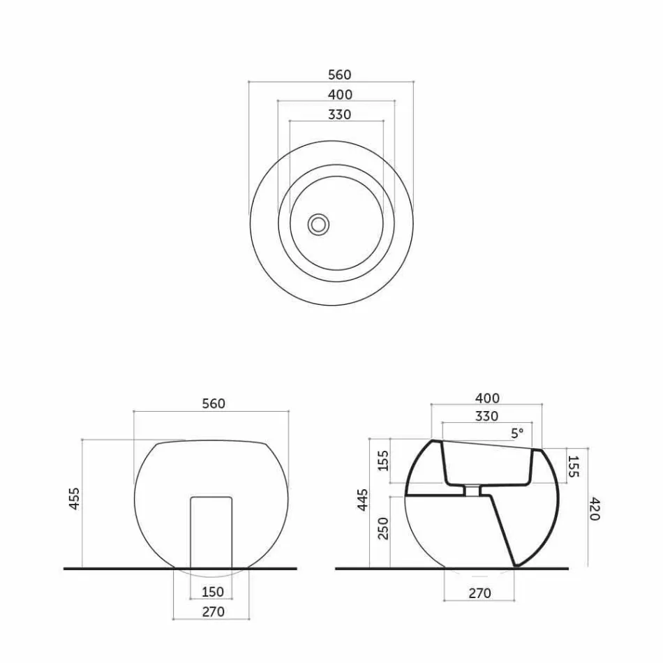 Bidet en forme de boule en céramique de couleur Fanna Viadurini