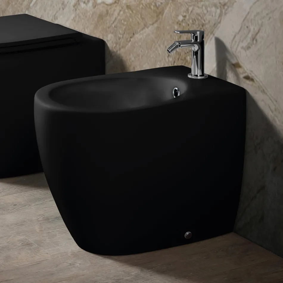 Bidet sur pied Aster en céramique mate, disponible en deux couleurs et au design moderne Viadurini